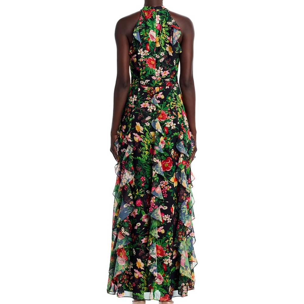 Aqua Floral Halter Maxi Dress - Picture 4 of 5